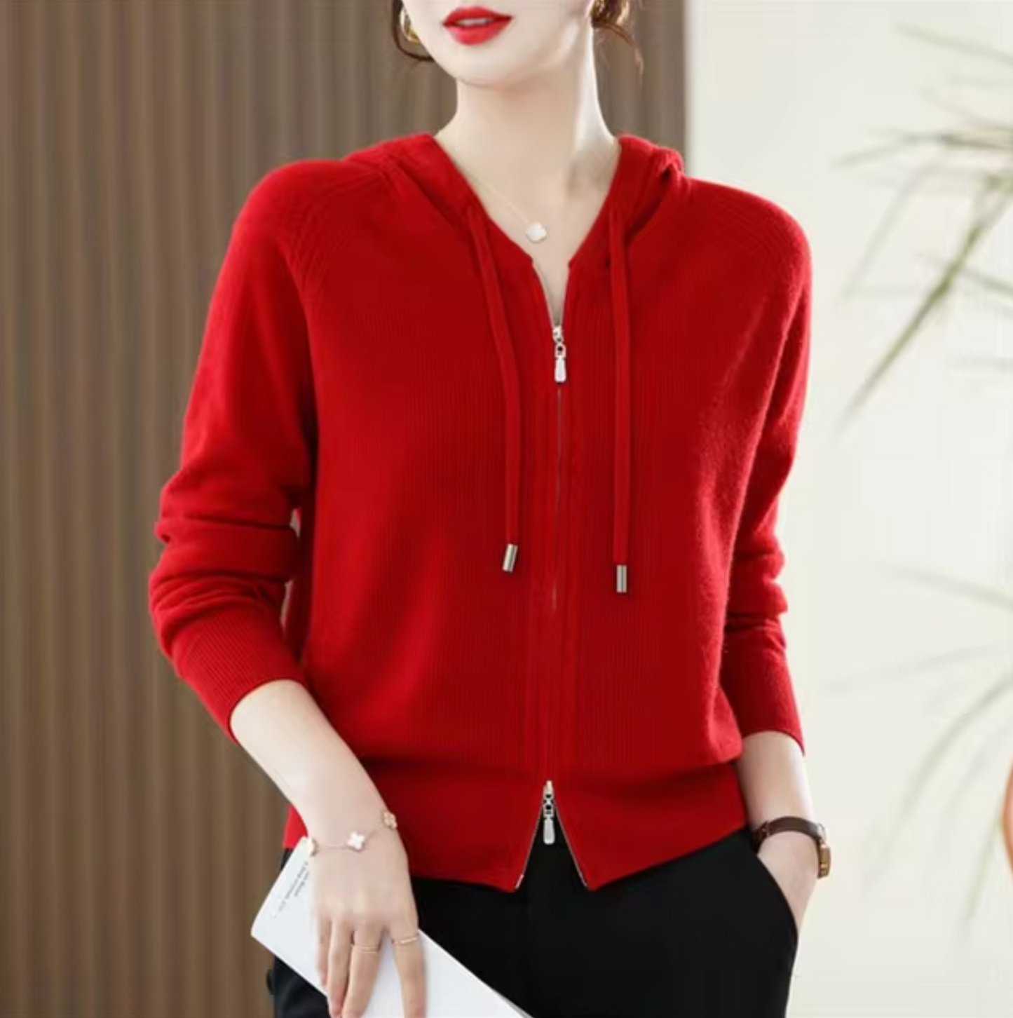 Strick Hoodie Damen Warm Oversized