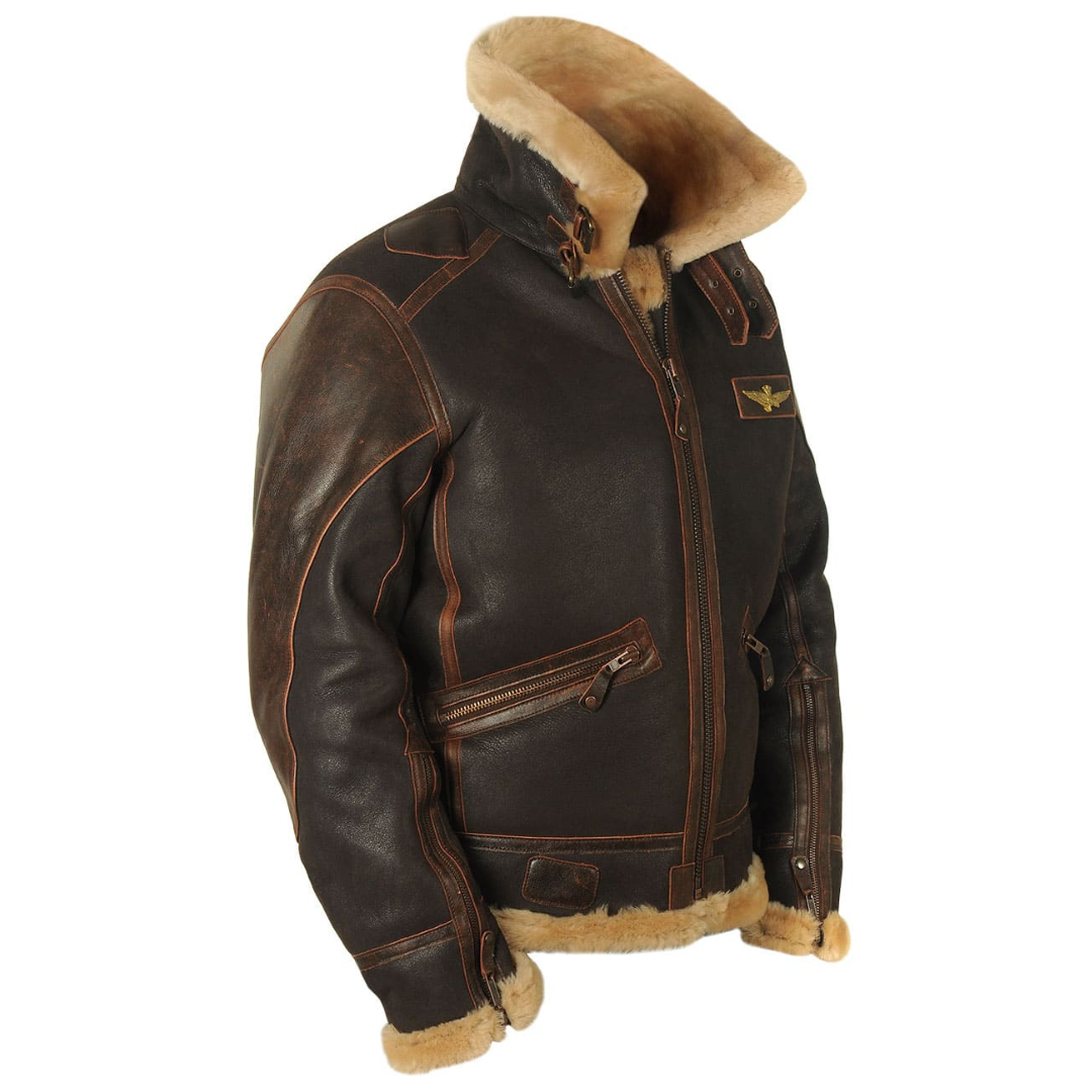 Leder Pilotenjacke Stilvoll Schwarz