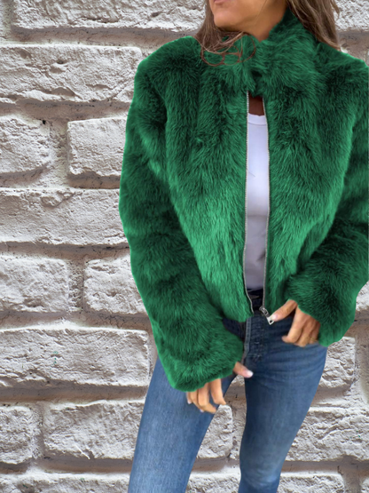 Kunstpelzjacke Warm Mit Reißverschluss Modern