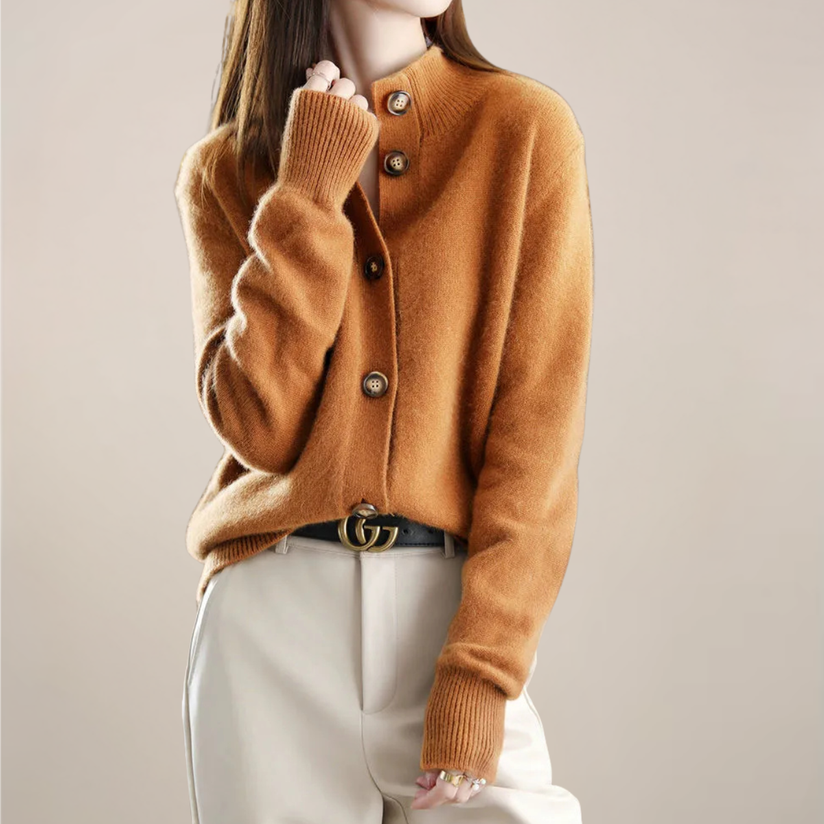 Damen Cardigan Frühling Kragen Knöpfe Modern