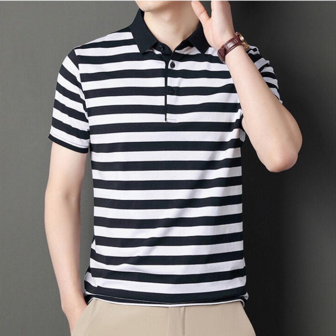 Männliches Polo Shirt Streifen Klassisch Slim Fit