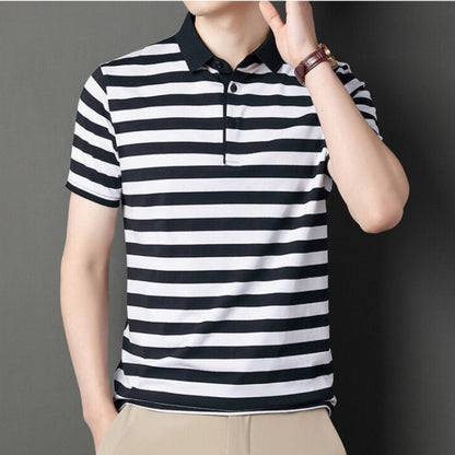 Männliches Polo Shirt Streifen Klassisch Slim Fit