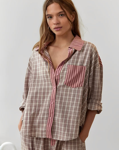 Damen Pyjama Set Bequem Lässig Baumwolle - BerlinGlamour