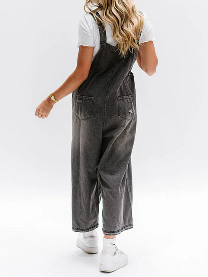Damen Overall Denim Lockere Bequem Stilvoll