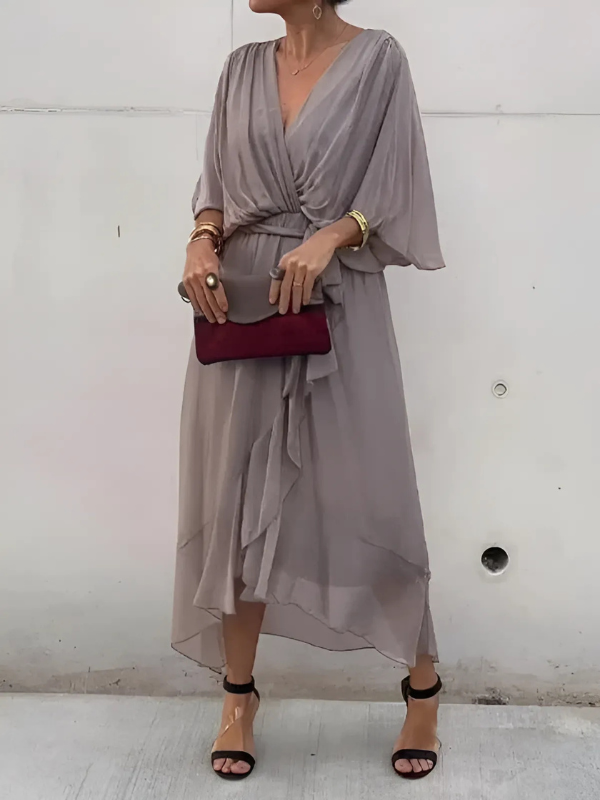 Elegante Wickelkleider Damen Midi Länge Zeitlos