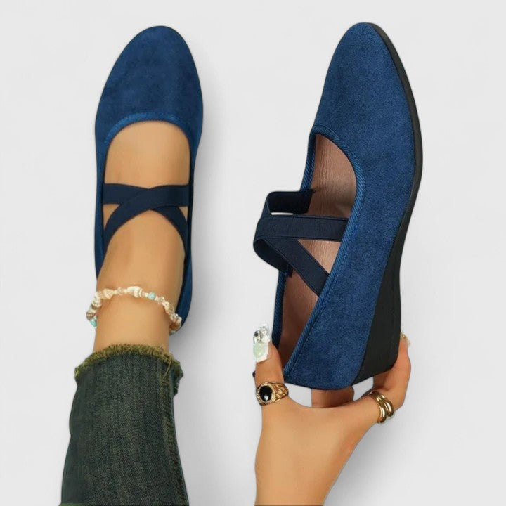 Damen Flats Rundzehen Keilabsatz Schuhe Frühling