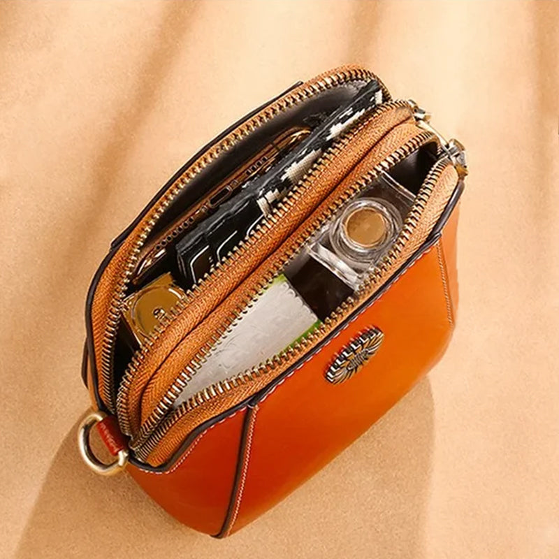 Leder Umhängetasche Elegante Damenhandtasche Schwarz