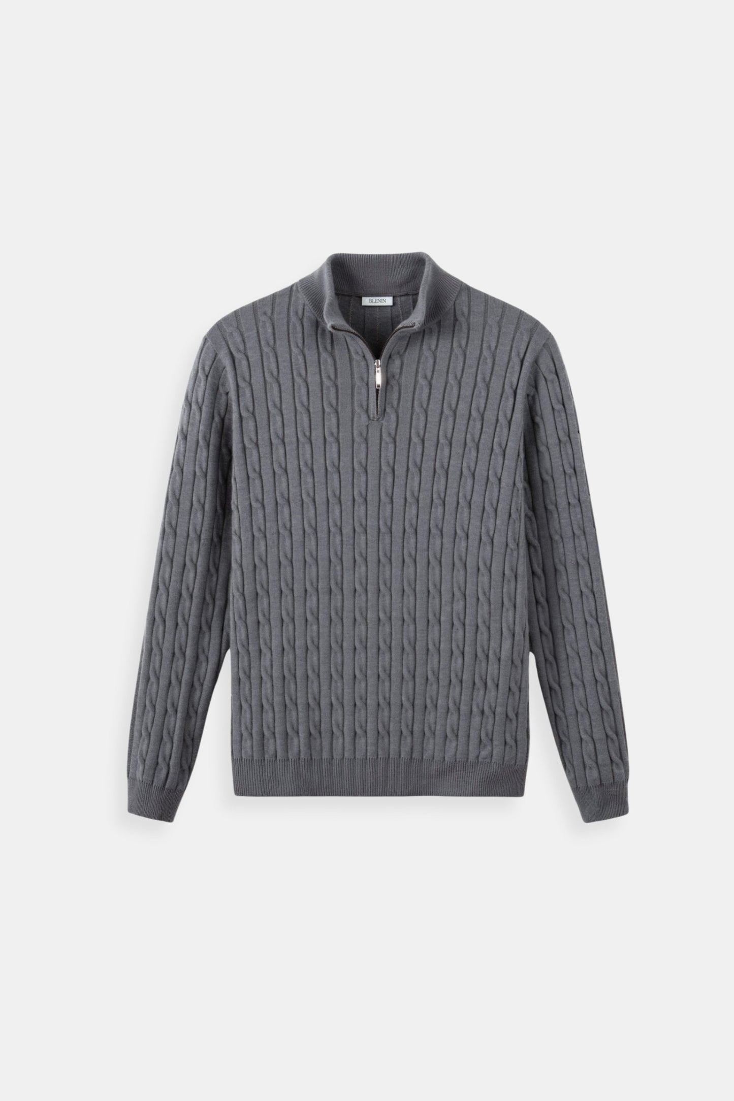 Strickpullover Zopfmuster mit Reißverschluss Damengröße