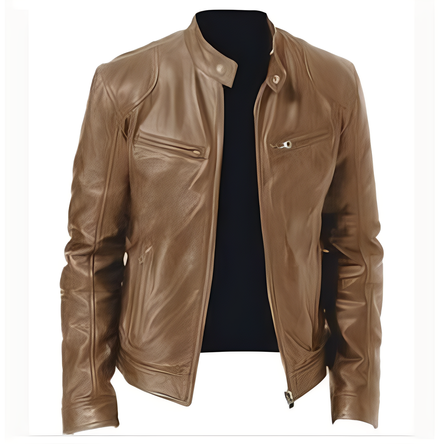 Lederjacke Männer PU Ledermantel Schwarz Modern - BerlinGlamour