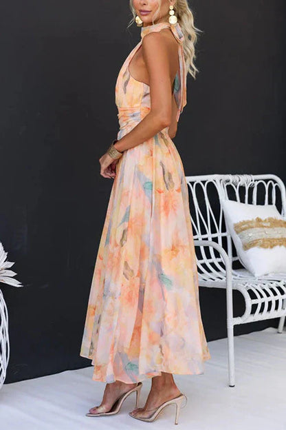 Damen Maxikleid Sommer Blumenprint Leicht