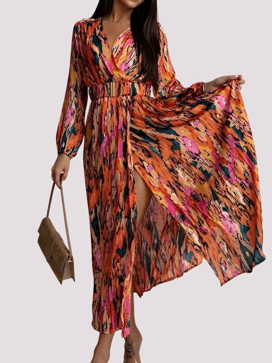 Bohemian-Kleid Damen Hochschlitz Sommerkleid Elegant