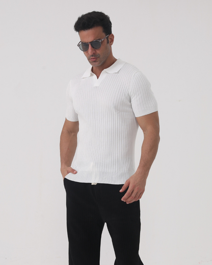 Herren Poloshirt V-Ausschnitt Strick Qualität