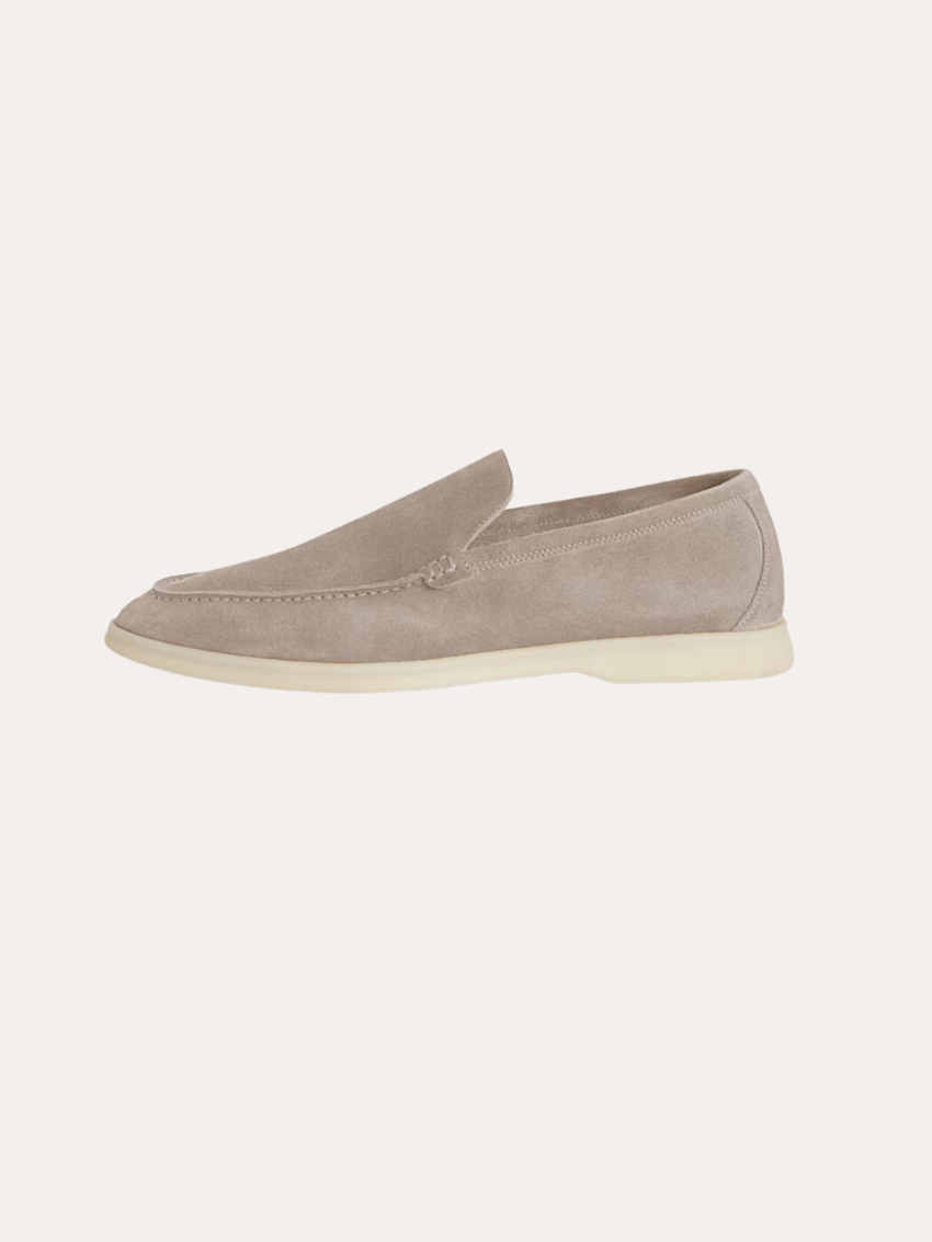Echtes Leder Loafer Herren Schuhe Beige Elegant