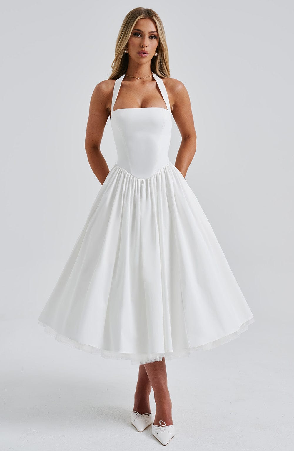 Hochzeitskleid Damen Midi Kleid für Gäste Elegant