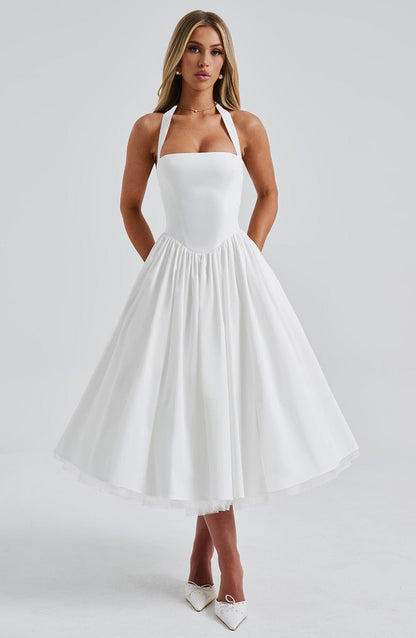 Hochzeitskleid Damen Midi Kleid für Gäste Elegant