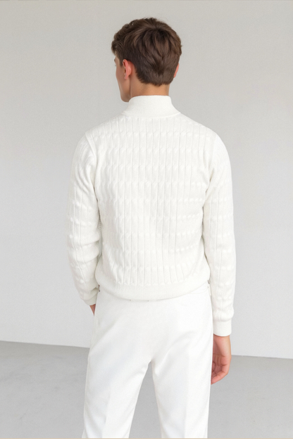 Strickpullover Klassisch Warm mit Reißverschluss Winter