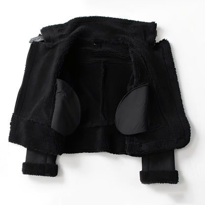 Lederjacke Damen Weich Warm Frauenjacke Schwarz