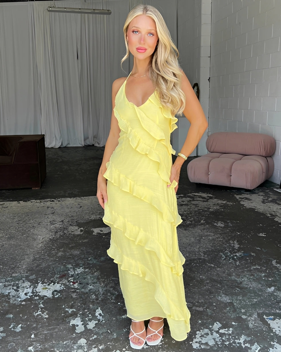 Maxikleid Damen Neckholder Kleid Lang Fließend