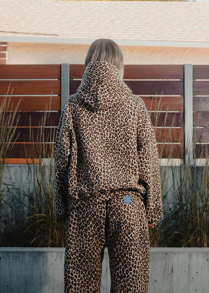 Leopardenmuster Hoodie Set Damen Jogginghose Trendy Sportlich