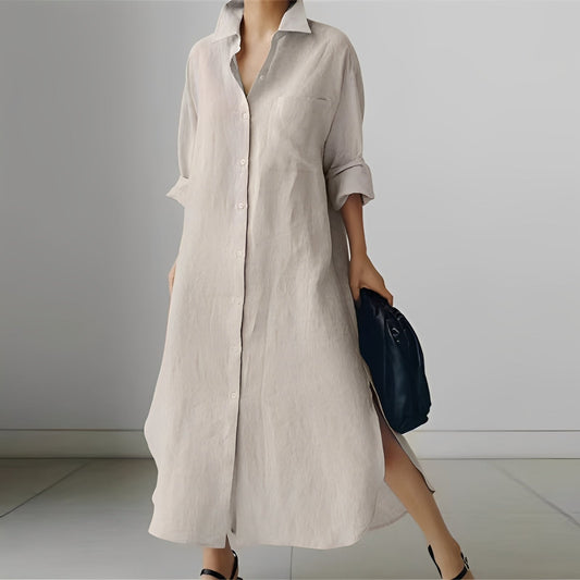 Damenkleid Oversize Hemdkleid Lässig Lang - BerlinGlamour