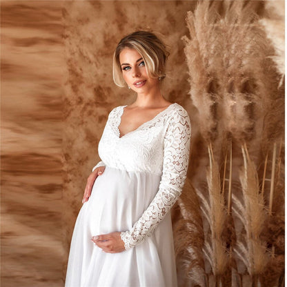 Schwangere Maxikleid Elegant Spitze Lang