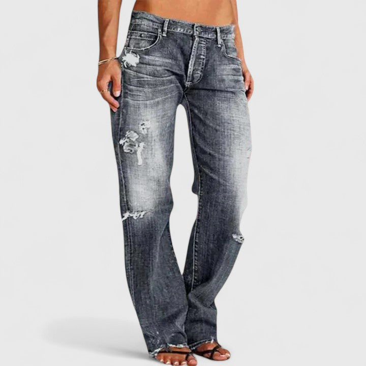 Damen Vintage Jeans locker Bequem Waschung