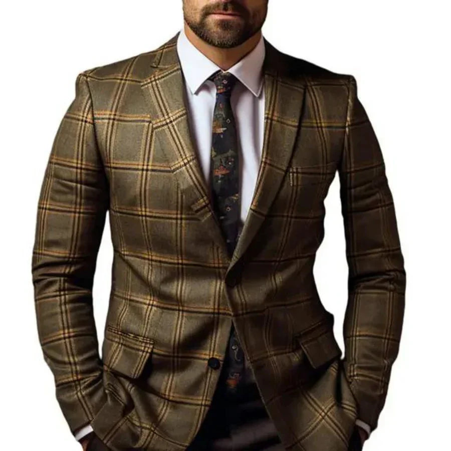 Herren Sakko Karo Muster Elegant Modern