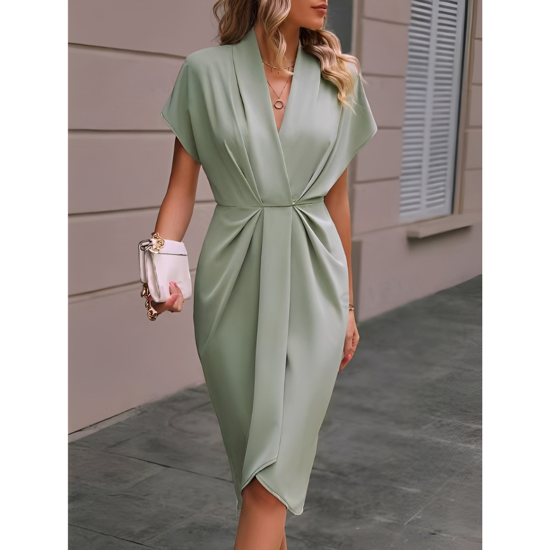 Elegantes Wickelkleid Damen Midi Länge