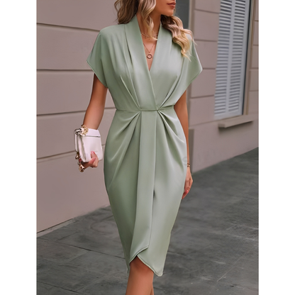 Elegantes Wickelkleid Damen Midi Länge