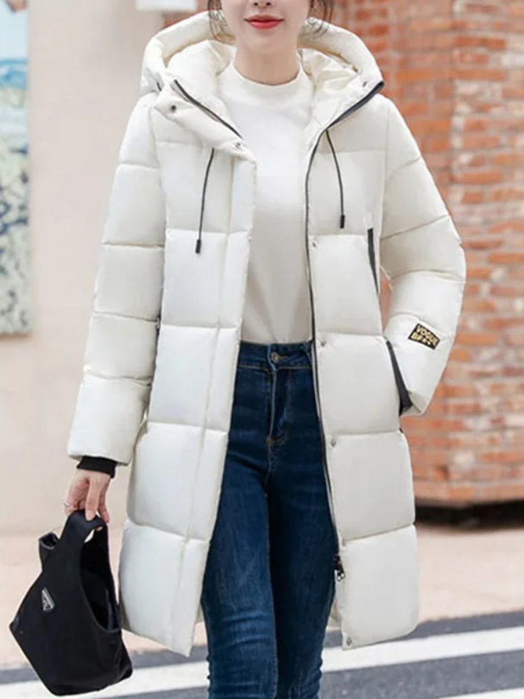 Khakijacke Damen Pufferjacke Kapuze Reißverschluss