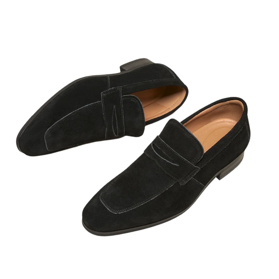Herren Loafers Lederschnürsenkel Elegante Schwarz