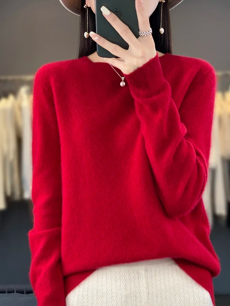 Damen Pullover Rundhals Weich und Elegant