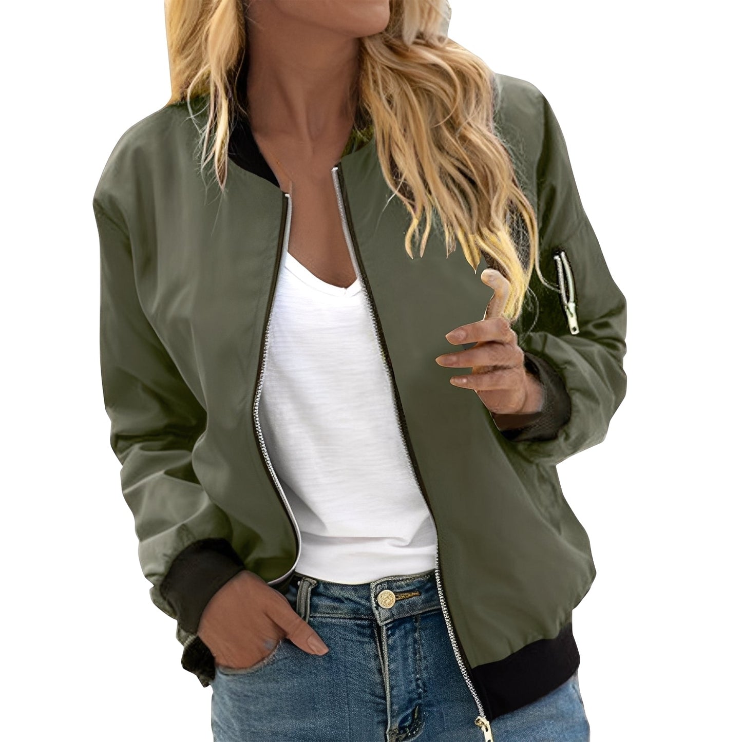 Lässige Frauen Bomberjacke Retro Style Damenjacke