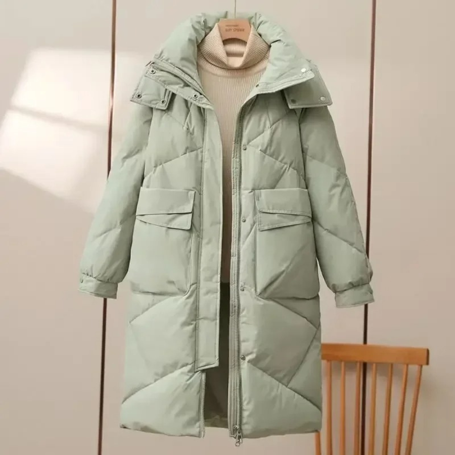 Damen Pufferjacke Grau Leicht Mit Umlegekragen