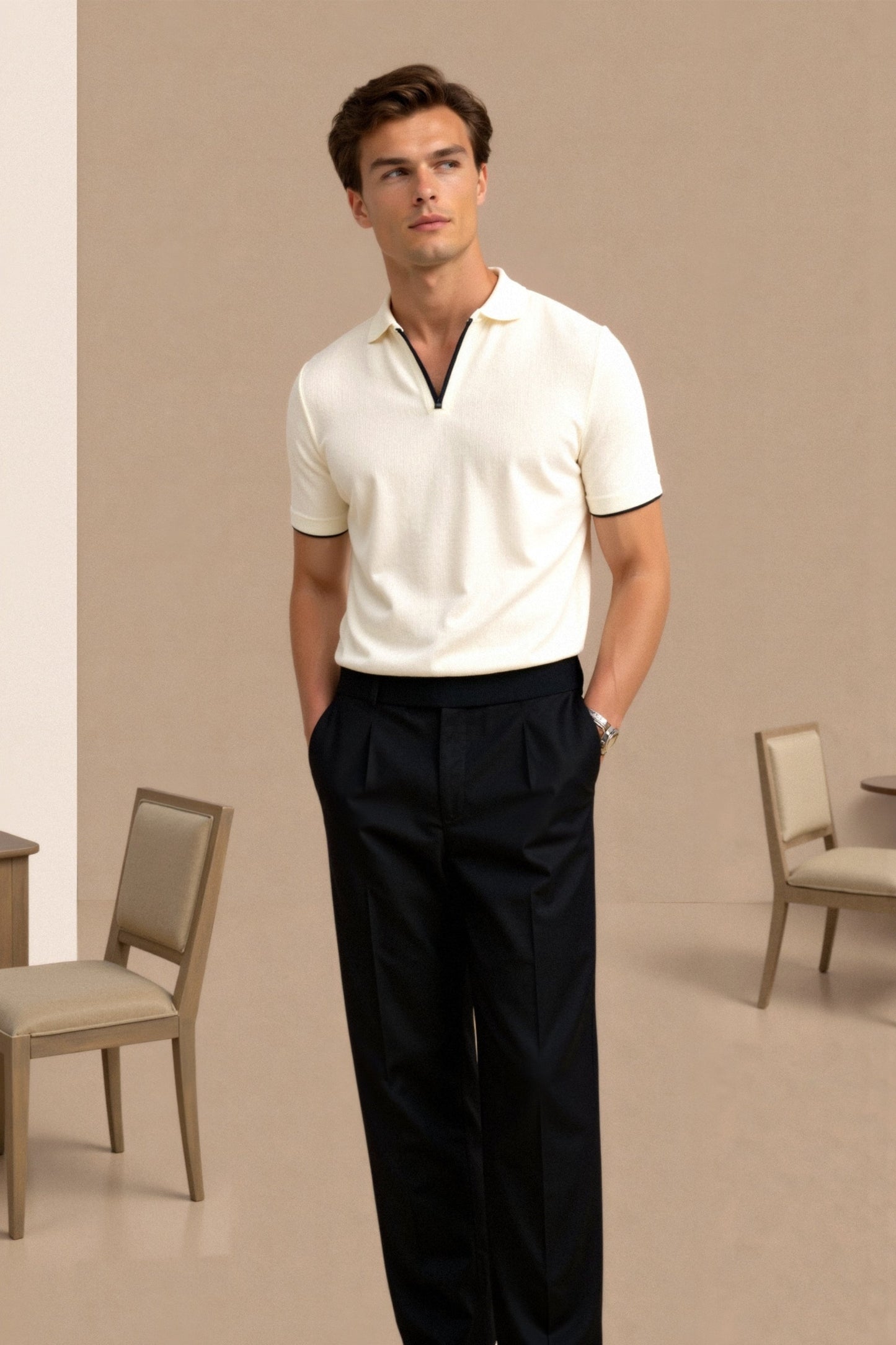 Herren Poloshirt Elegantes Design Kontrastfarben Modern