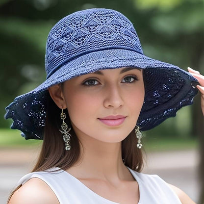 Eleganter Damen Sonnenhut Sommer Stroh