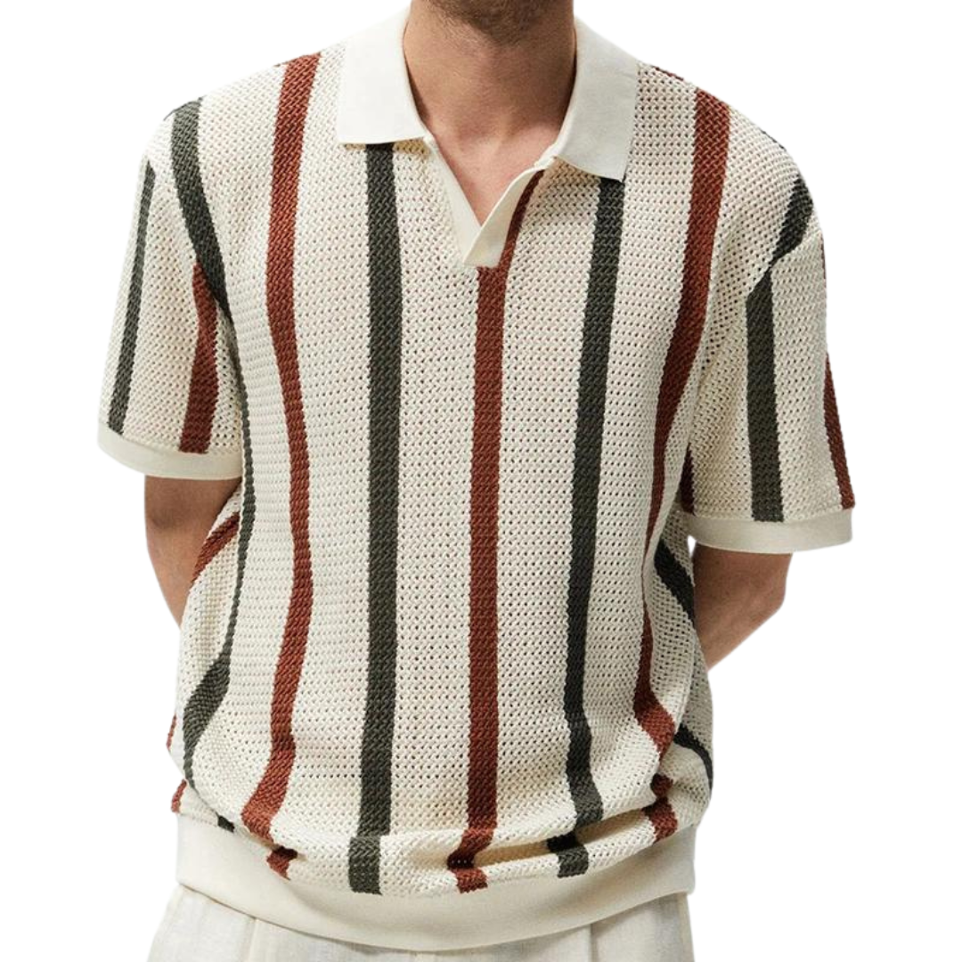 Herren Poloshirt Strick Gestreift Modern Komfortabel - BerlinGlamour