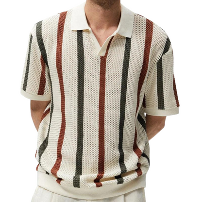 Herren Poloshirt Strick Gestreift Modern Komfortabel - BerlinGlamour