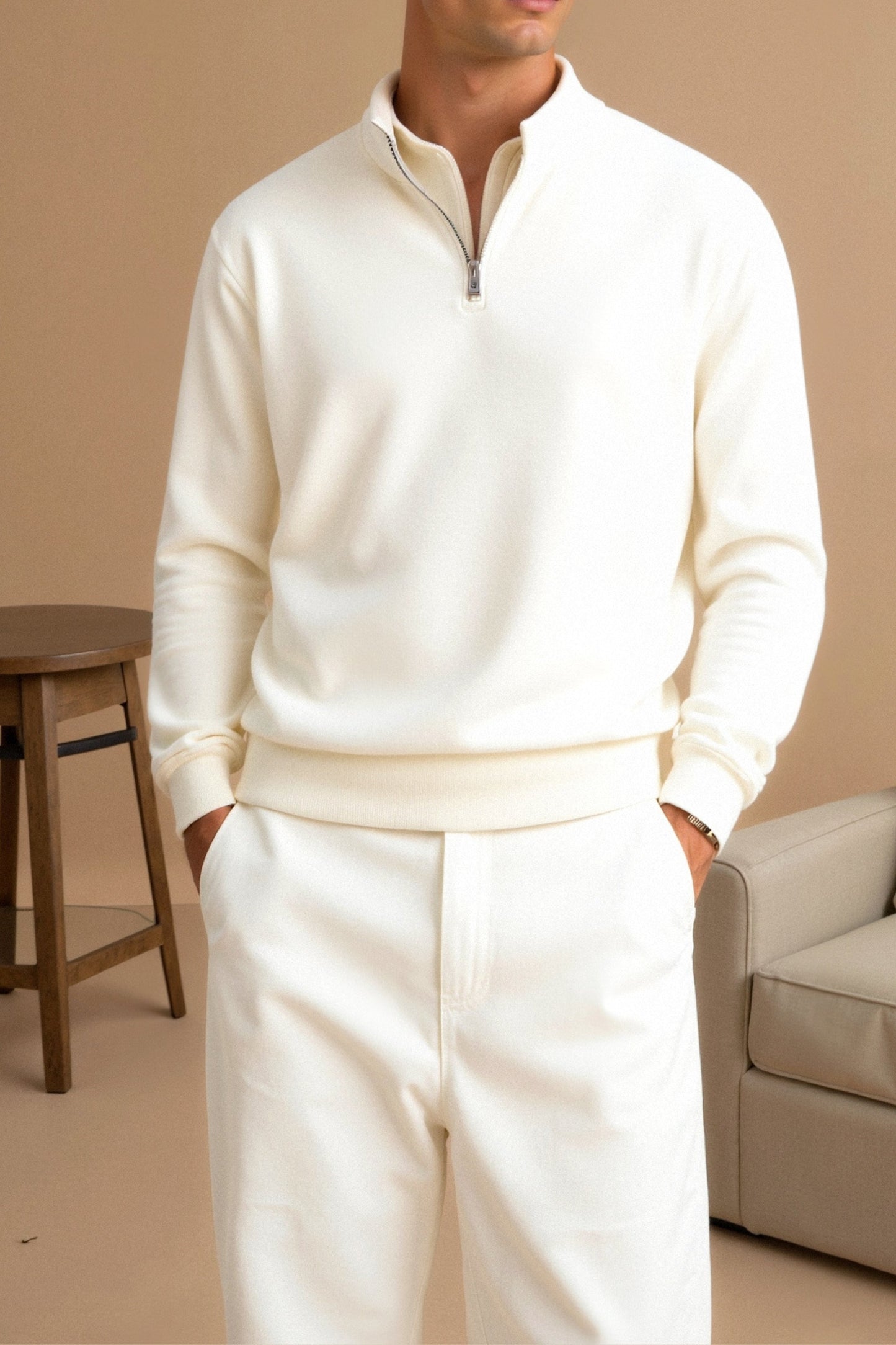 Wärmer Fleece Pullover Reißverschluss Modern