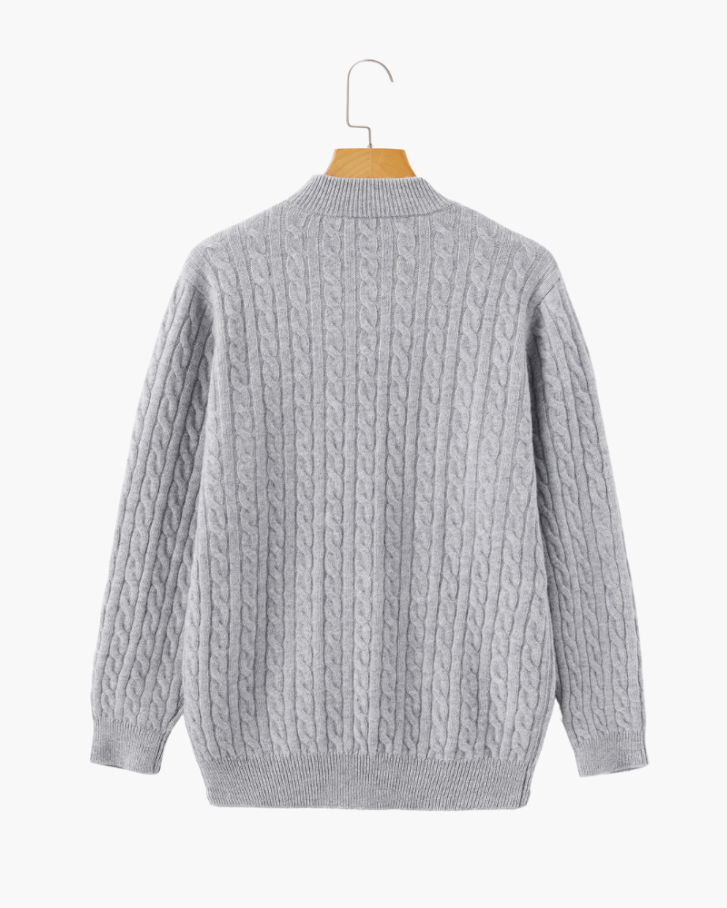 Herren Pullover Chunky Knit Kaschmir Warm mit Kabelmuster