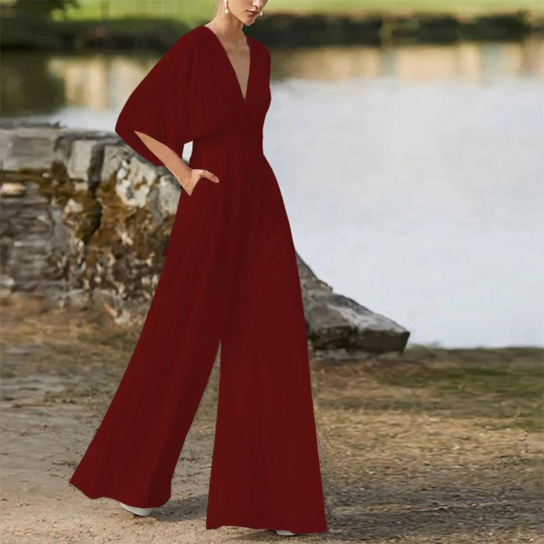 Eleganter Damen Jumpsuit mit Halben Ärmeln Modern