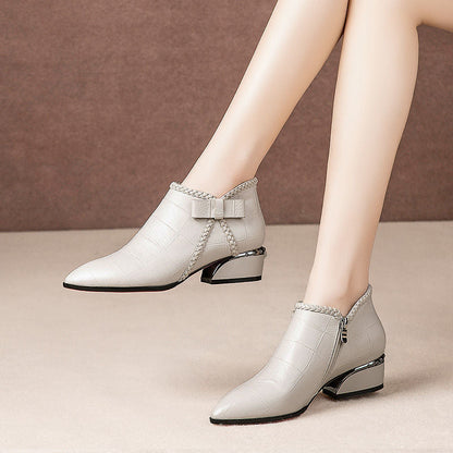 Damen Stiefeletten Klassisch Mit Absatz Schwarz - BerlinGlamour