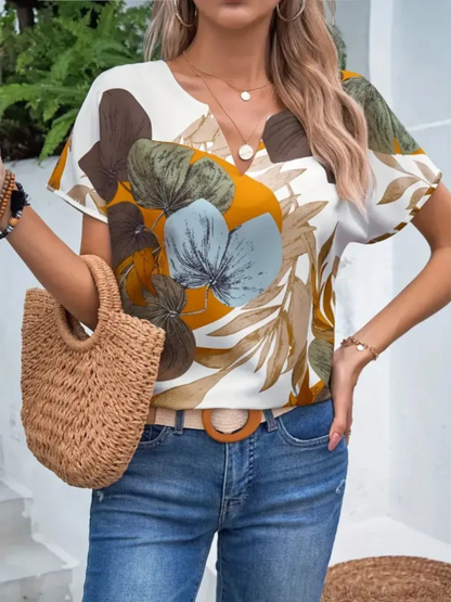 Bluse mit Knöpfen Blumenmuster Damen
