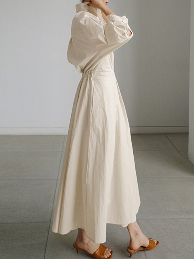 Damen Maxi Kleid Tailliertes Langhemd Elegант