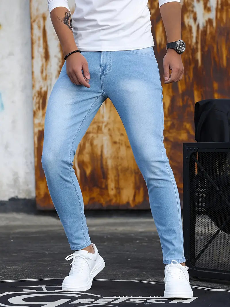 Herren Skinny Jeans Stretch Denim Slim Fit