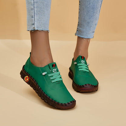 Bequeme Lederschuhe Runde Spitze Elegant Damen