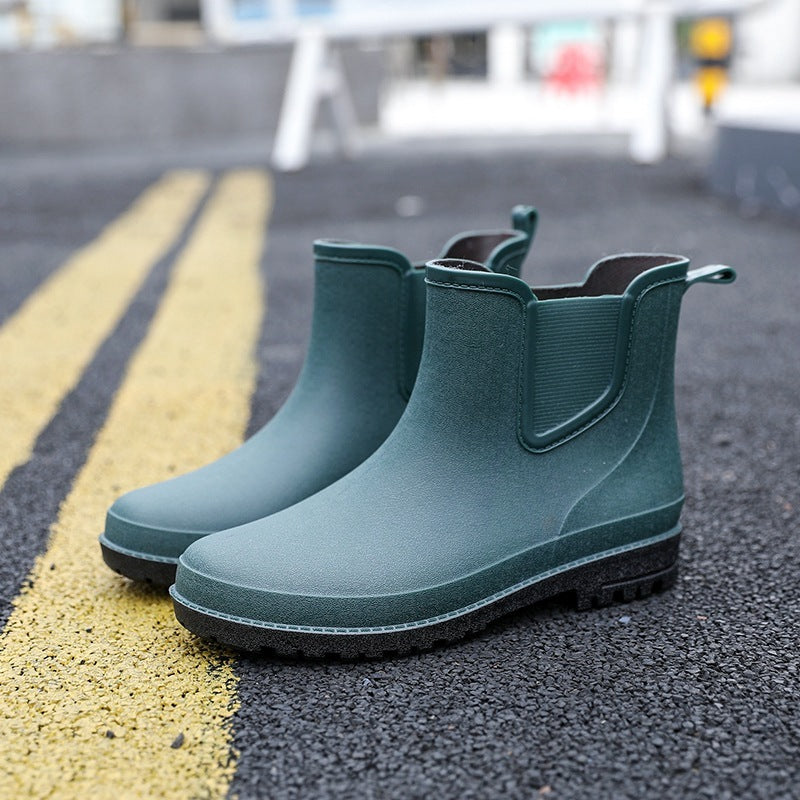Herren Regenstiefel Wasserdicht Halbhoher Stiefel Schwarz