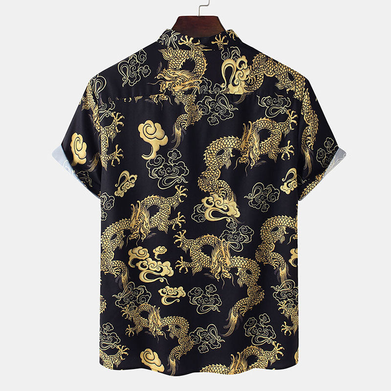 Herren Kurzarm Hemd Drachen Design Cool