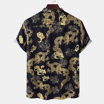 Herren Kurzarm Hemd Drachen Design Cool