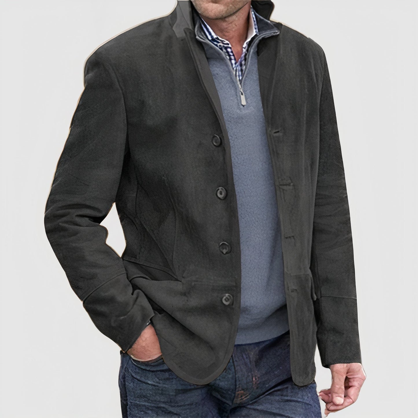 Herren Lederjacke Vintage Stil Elegant